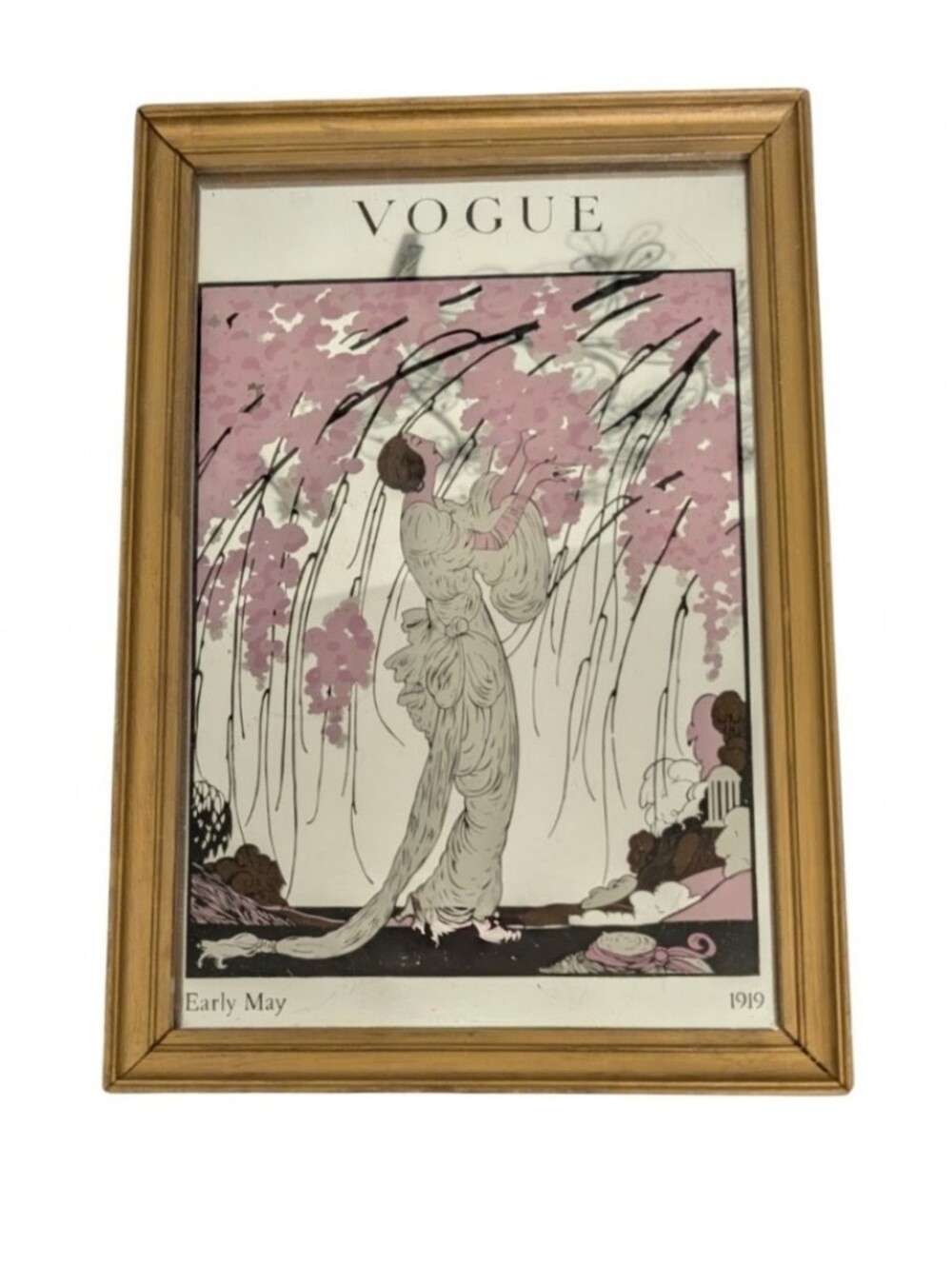 Vintage 1970s Vogue Mirror - "Early May 1919" Cherry Blossom (Framed in England)